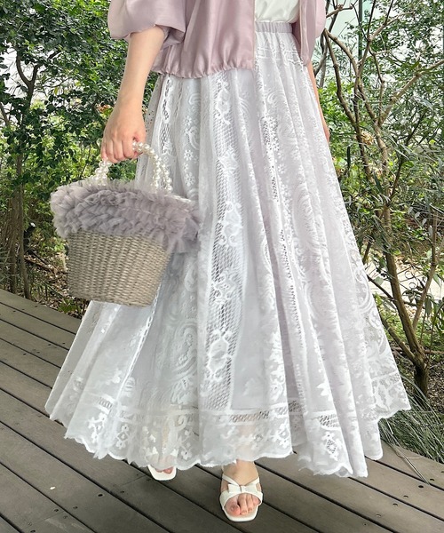 couture brooch(クチュールブローチ)の「【上品・通勤】サークルレーススカート(スカート・レディース・ダークグレー/ライトグレー/ライトブルー・42/40/38/36)」の1枚目の写真