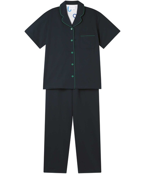 【美品】Amour LIBERTY fabric　ルームウェア　パジャマ　半袖 綿混】両染ジャージ半袖パジャマ MADE WITH LIBERTY FABRIC
