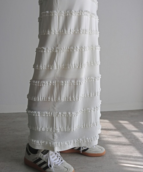 COURO（コウロ）の「フリルレースロングスカート（スカート・レディース・オフホワイト/ブルー/ブラック・M）」の7枚目の写真