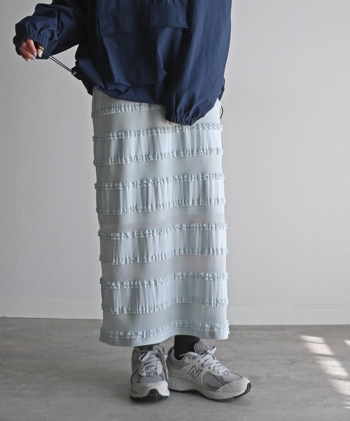 COURO（コウロ）の「フリルレースロングスカート（スカート・レディース・オフホワイト/ブルー/ブラック・M）」の12枚目の写真