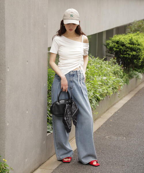 FREE'S MART（フリーズマート）の「◆ワンショルシャーリング半袖カットソー（Tシャツ/カットソー・レディース・ホワイト/グリーン/ブラック・FREE）」の19枚目の写真