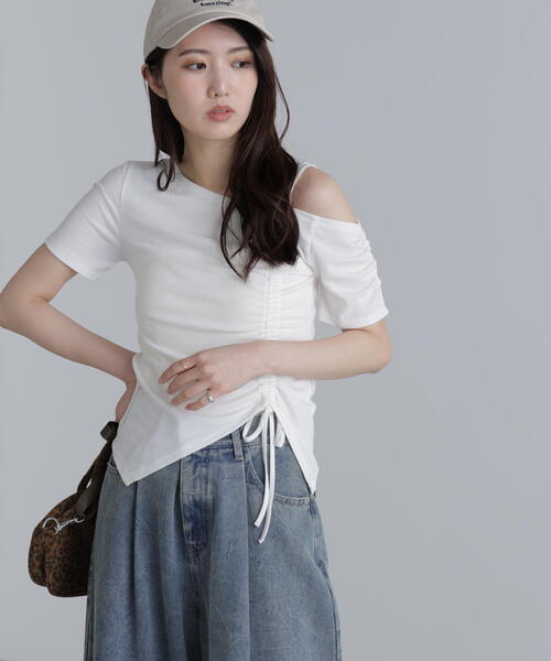 FREE'S MART（フリーズマート）の「◆ワンショルシャーリング半袖カットソー（Tシャツ/カットソー・レディース・ホワイト/グリーン/ブラック・FREE）」の17枚目の写真