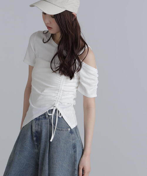 FREE'S MART（フリーズマート）の「◆ワンショルシャーリング半袖カットソー（Tシャツ/カットソー・レディース・ホワイト/グリーン/ブラック・FREE）」の16枚目の写真