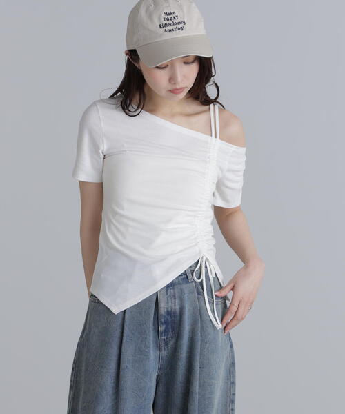 FREE'S MART（フリーズマート）の「◆ワンショルシャーリング半袖カットソー（Tシャツ/カットソー・レディース・ホワイト/グリーン/ブラック・FREE）」の15枚目の写真