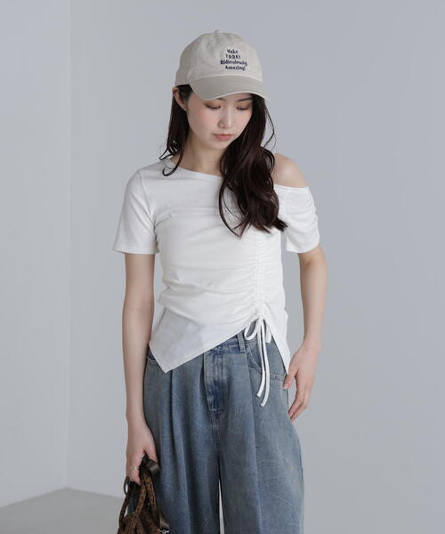 FREE'S MART（フリーズマート）の「◆ワンショルシャーリング半袖カットソー（Tシャツ/カットソー・レディース・ホワイト/グリーン/ブラック・FREE）」の11枚目の写真