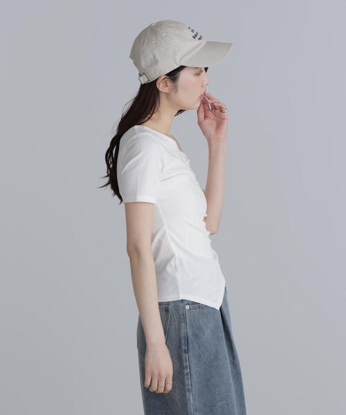 FREE'S MART（フリーズマート）の「◆ワンショルシャーリング半袖カットソー（Tシャツ/カットソー・レディース・ホワイト/グリーン/ブラック・FREE）」の8枚目の写真