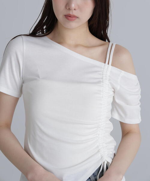 FREE'S MART（フリーズマート）の「◆ワンショルシャーリング半袖カットソー（Tシャツ/カットソー・レディース・ホワイト/グリーン/ブラック・FREE）」の6枚目の写真