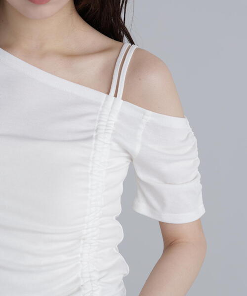 FREE'S MART（フリーズマート）の「◆ワンショルシャーリング半袖カットソー（Tシャツ/カットソー・レディース・ホワイト/グリーン/ブラック・FREE）」の5枚目の写真