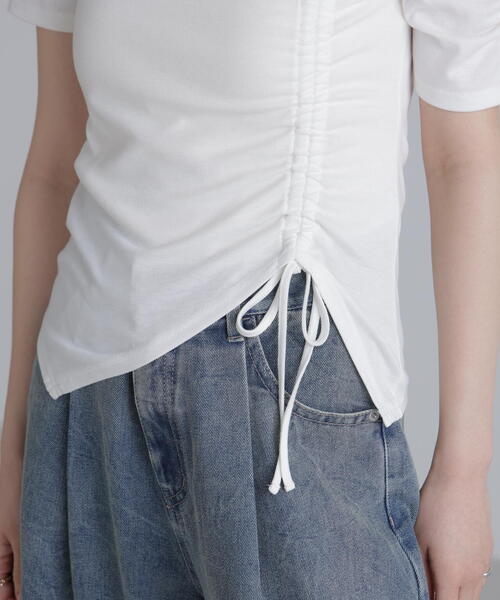 FREE'S MART（フリーズマート）の「◆ワンショルシャーリング半袖カットソー（Tシャツ/カットソー・レディース・ホワイト/グリーン/ブラック・FREE）」の4枚目の写真