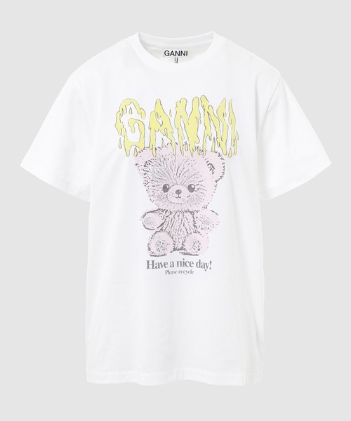 GANNI(ガニー)の「Basic Cotton Jersey Teddy Relaxed T-shirt(Tシャツ/カットソー・レディース・ホワイト系その他・L/XS/S/M)」の1枚目の写真