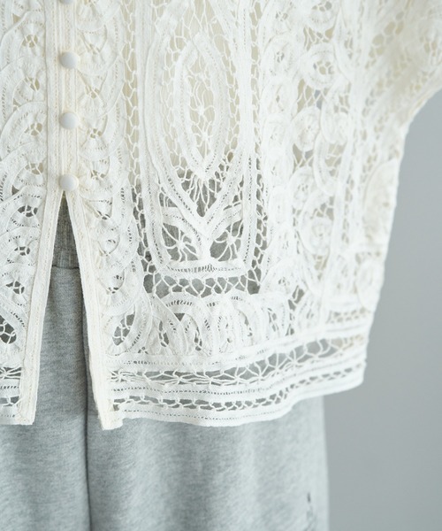 PUAL CE CIN(ピュアルセシン)の「バテンレース2WAYブラウス(シャツ/ブラウス・レディース・アイボリー/ブラック・FREE)」の9枚目の写真