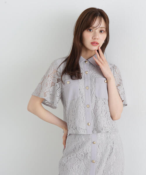 PROPORTION BODY DRESSING(プロポーションボディドレッシング)の「レースシャツ / 1215110510(シャツ/ブラウス・レディース・グレー/ホワイト・SMALL/MEDIUM)」の3枚目の写真