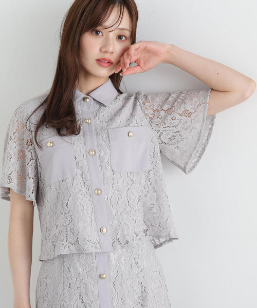 PROPORTION BODY DRESSING(プロポーションボディドレッシング)の「レースシャツ / 1215110510(シャツ/ブラウス・レディース・グレー/ホワイト・SMALL/MEDIUM)」の4枚目の写真
