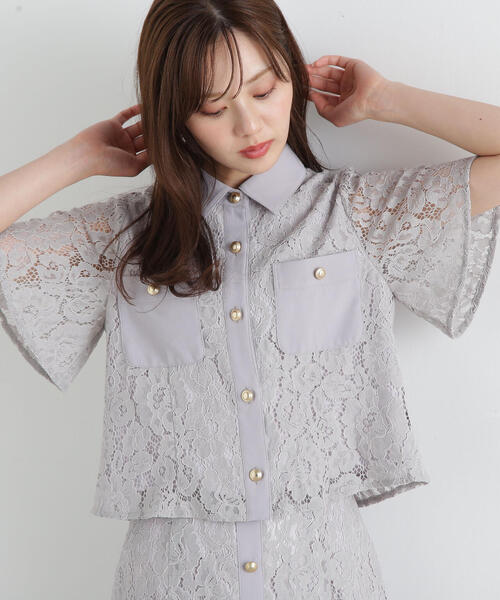 PROPORTION BODY DRESSING(プロポーションボディドレッシング)の「レースシャツ / 1215110510(シャツ/ブラウス・レディース・グレー/ホワイト・SMALL/MEDIUM)」の5枚目の写真