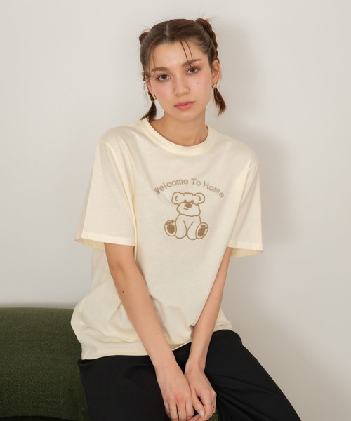 Nu(ニュー)の「【Nu】ベア Tシャツ(Tシャツ/カットソー・レディース・オフホワイト/ブラック/ベージュ・M)」の1枚目の写真
