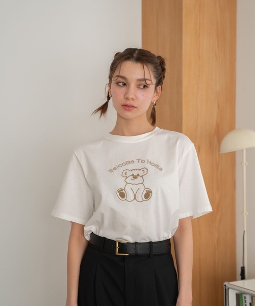 Nu(ニュー)の「【Nu】ベア Tシャツ(Tシャツ/カットソー・レディース・オフホワイト/ブラック/ベージュ・M)」の2枚目の写真