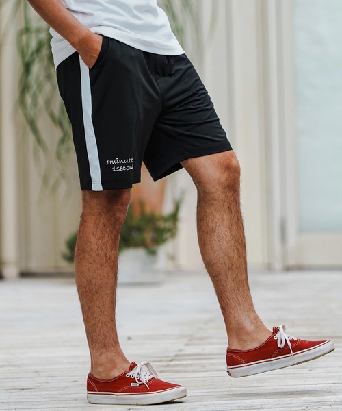 1minute 1second(ワンミニットワンセカンド)の「mp13516-cool fabric line shorts ショートパンツ(その他パンツ・メンズ・カーキ系/ブラック×ホワイト/ホワイト×ブラック・S/M/L/XL)」の2枚目の写真