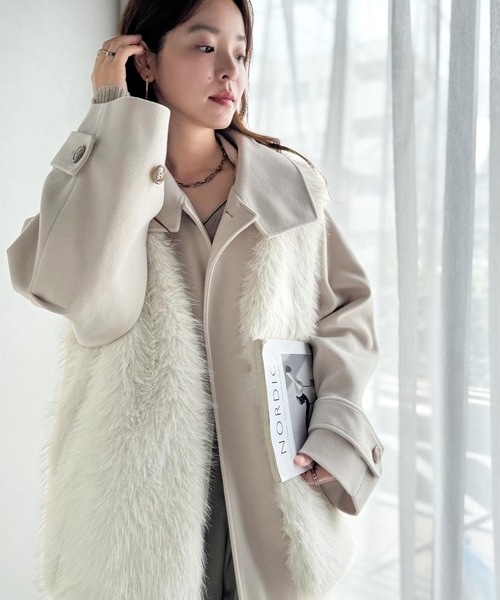 【美品】ELLIE ホワイトファーベスト おっきめフードのファーベスト（その他アウター）｜Alley Tokyo