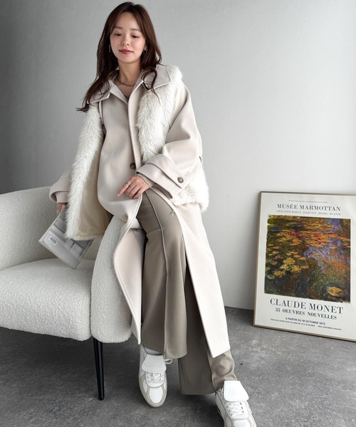 アルパカ混 シャギー ファーベスト ベージュ レディース classicalelf（クラシカルエルフ） ベスト ジレ 高級感をレイヤード