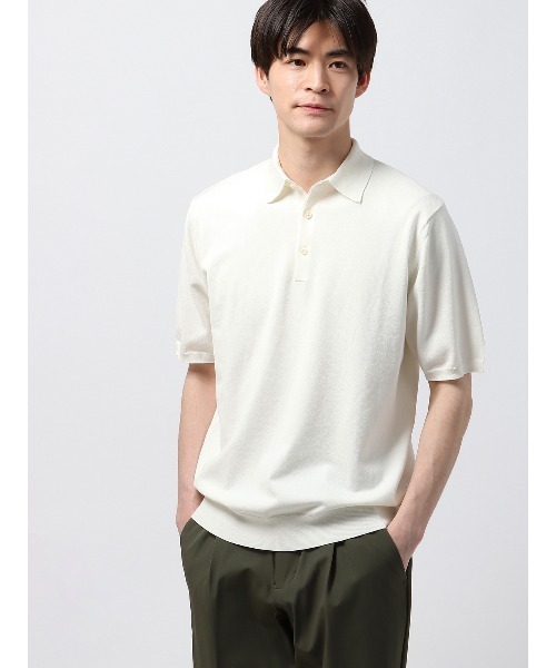 A.P.C. ニットポロシャツ 2 レーヨン リネン ベージュ 無地 半袖 セール】オフィニット ニットポロシャツ 半袖 ウォッシャブル 綿