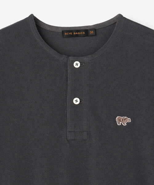 SCYE BASICS（サイベーシックス）の「SCYE BASICS | 〈別注〉鹿の子ヘンリーネックワンピース WOMEN（ワンピース・レディース・ブラック/チャコール・38）」の5枚目の写真
