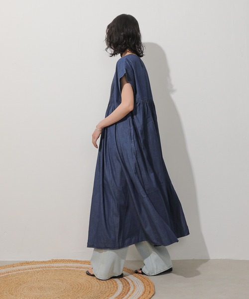 Monocoro toppi(モノコロトッピ)の「コットン ピンタックワンピース(ワンピース・レディース・インディゴブルー/ブルー/グリーン/レッド/モカ/グリーン系/チャコールグレー・フリー)」の15枚目の写真