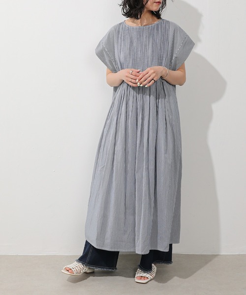 Monocoro toppi(モノコロトッピ)の「コットン ピンタックワンピース(ワンピース・レディース・インディゴブルー/ブルー/グリーン/レッド/モカ/グリーン系/チャコールグレー・フリー)」の17枚目の写真