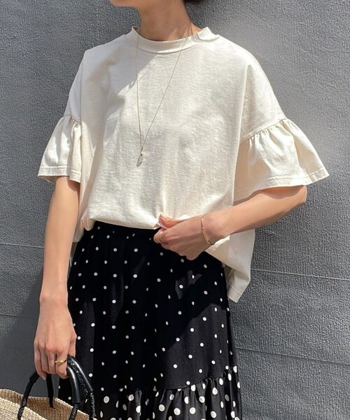 BEARDSLEY 裾ジャガードカットソー Fサイズ ネイビー ギャザー BEARDSLEY 裾ジャガードカットソー Fサイズ ネイビー ギャザ
