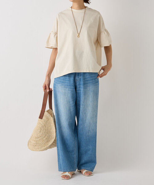 BEARDSLEY（ビアズリー）の「ギャザースリーブTee（Tシャツ/カットソー・レディース・ベージュ/ブラック・FREE）」の11枚目の写真