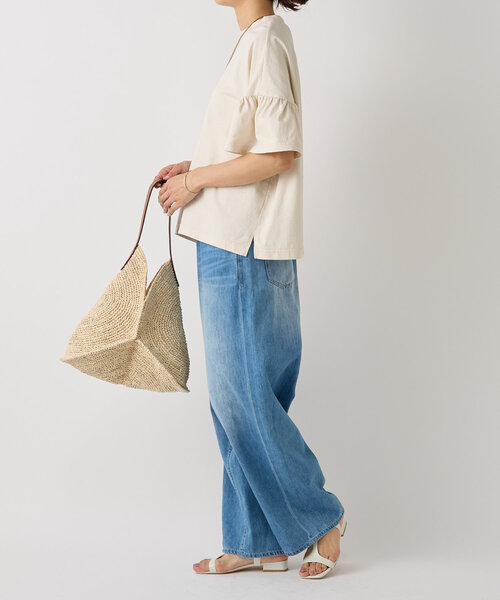 BEARDSLEY（ビアズリー）の「ギャザースリーブTee（Tシャツ/カットソー・レディース・ベージュ/ブラック・FREE）」の12枚目の写真