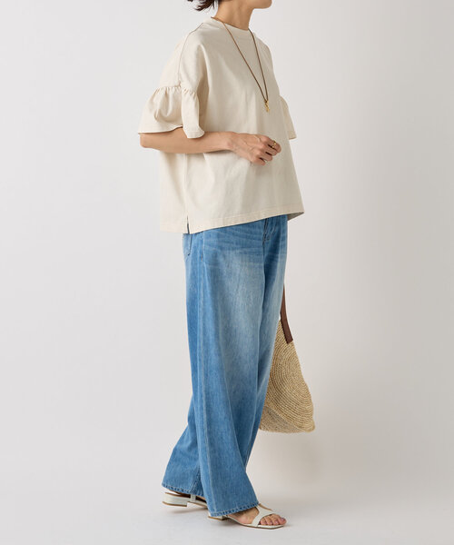 BEARDSLEY（ビアズリー）の「ギャザースリーブTee（Tシャツ/カットソー・レディース・ベージュ/ブラック・FREE）」の14枚目の写真