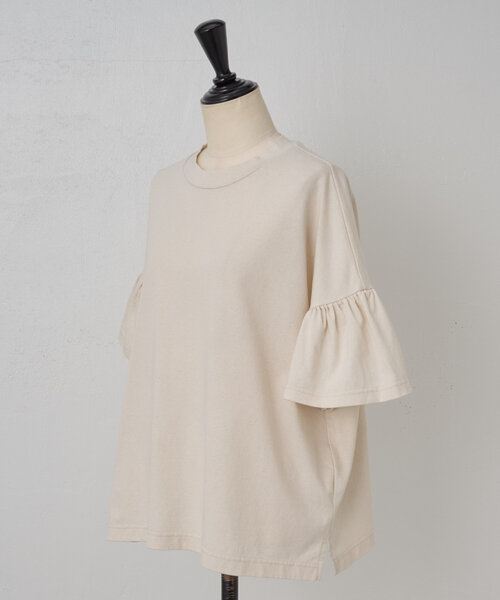 BEARDSLEY（ビアズリー）の「ギャザースリーブTee（Tシャツ/カットソー・レディース・ベージュ/ブラック・FREE）」の19枚目の写真