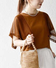 SHIPS any | SHIPS any:〈手洗い可能〉メッシュ ハンカチ スリーブ ドッキング TEE(Tシャツ/カットソー)