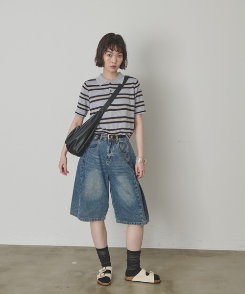 full/fill.(フルフィル)の「ボーイデニムハーフパンツ(デニムパンツ・レディース・ブルー/ライトブルー・FREE)」の6枚目の写真