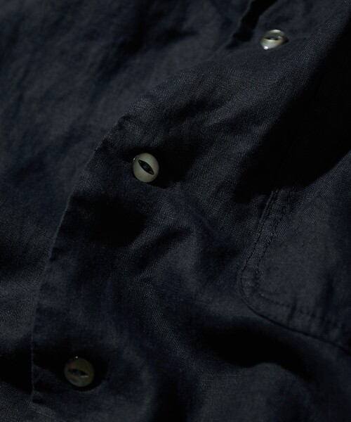 【CAHLUMN】Linen Open Collar Shirt 黒 CAHLUMN/カウラム Linen Open Collar Shirt/リネン オープン