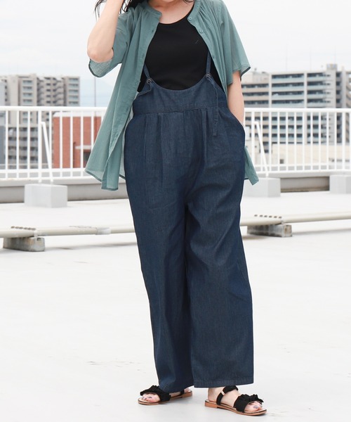 ポケット付きデニムサロペット（サロペット/オーバーオール）｜libelle