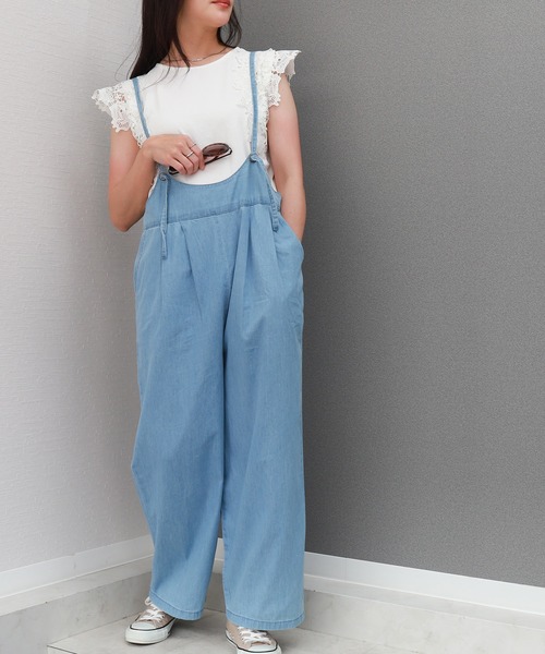 ポケット付きデニムサロペット（サロペット/オーバーオール）｜libelle