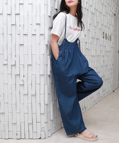 ポケット付きデニムサロペット（サロペット/オーバーオール）｜libelle