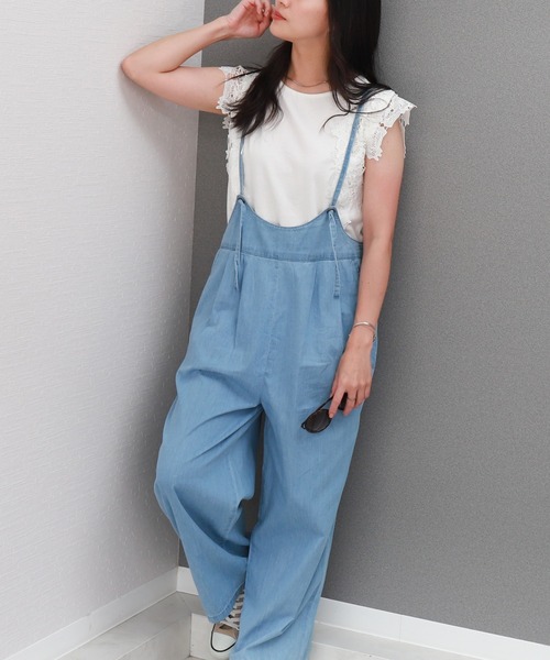 libelle more（リベル モア）の「ポケット付きデニムサロペット（サロペット/オーバーオール・レディース・ブルー/サックスブルー/ネイビー・M/L）」の22枚目の写真