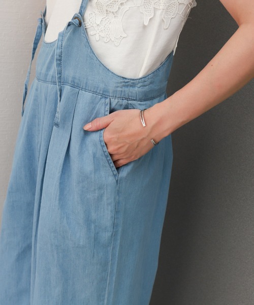 libelle more（リベル モア）の「ポケット付きデニムサロペット（サロペット/オーバーオール・レディース・ブルー/サックスブルー/ネイビー・M/L）」の4枚目の写真