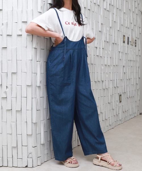 libelle more（リベル モア）の「ポケット付きデニムサロペット（サロペット/オーバーオール・レディース・ブルー/サックスブルー/ネイビー・M/L）」の8枚目の写真