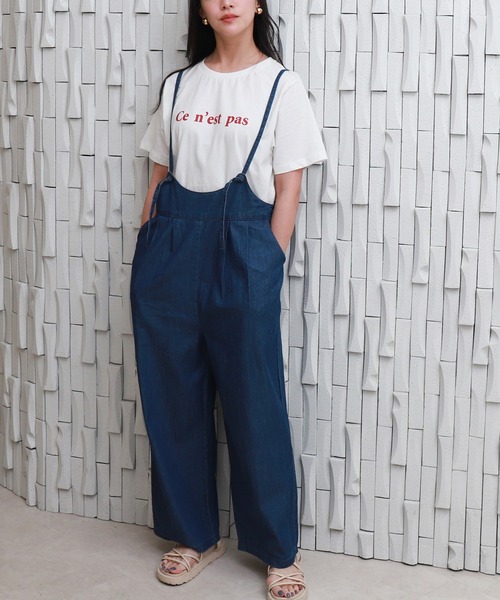ポケット付きデニムサロペット（サロペット/オーバーオール）｜libelle