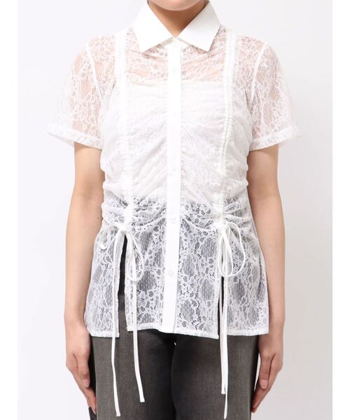 EVRIS（エヴリス）の「ドロストハーフスリーブレースシャツ（シャツ/ブラウス・レディース・ホワイト/ブルー/ブラック・FREE）」の7枚目の写真