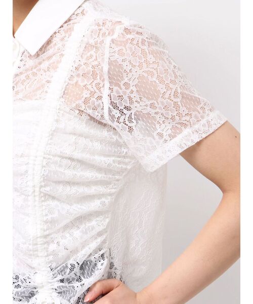 EVRIS（エヴリス）の「ドロストハーフスリーブレースシャツ（シャツ/ブラウス・レディース・ホワイト/ブルー/ブラック・FREE）」の11枚目の写真