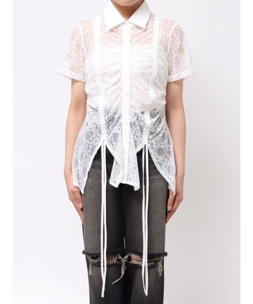 EVRIS（エヴリス）の「ドロストハーフスリーブレースシャツ（シャツ/ブラウス・レディース・ホワイト/ブルー/ブラック・FREE）」の14枚目の写真