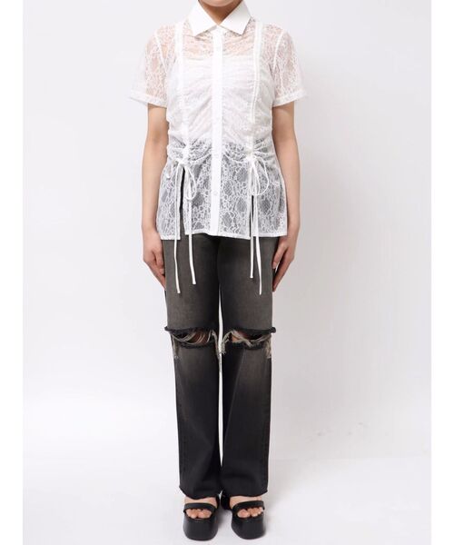 EVRIS（エヴリス）の「ドロストハーフスリーブレースシャツ（シャツ/ブラウス・レディース・ホワイト/ブルー/ブラック・FREE）」の15枚目の写真