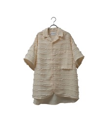 【INTERPLAY】Open Collar S/S Over Size Shirt【3:Fringe】