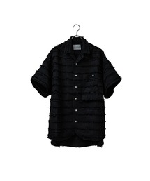 【INTERPLAY】Open Collar S/S Over Size Shirt【3:Fringe】