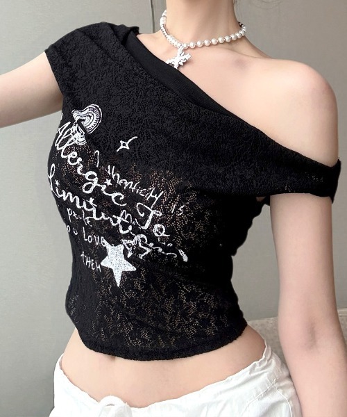 REMUR(レミュール)の「オフショルロゴレーストップス(Tシャツ/カットソー・レディース・ホワイト/ブラック・FREE)」の18枚目の写真