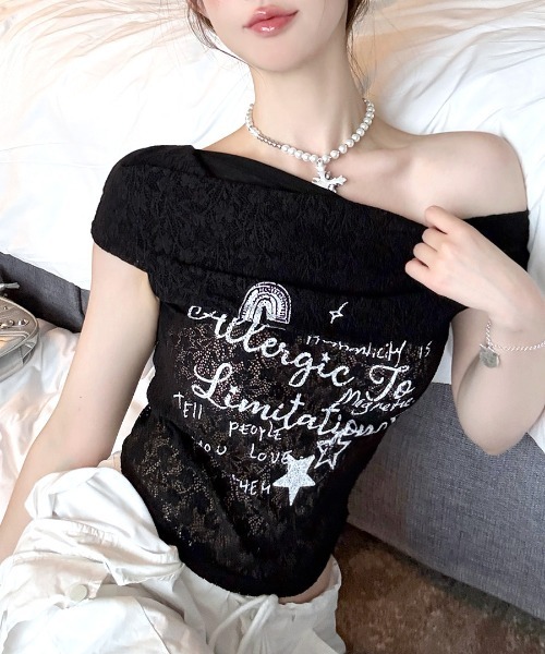 REMUR(レミュール)の「オフショルロゴレーストップス(Tシャツ/カットソー・レディース・ホワイト/ブラック・FREE)」の21枚目の写真